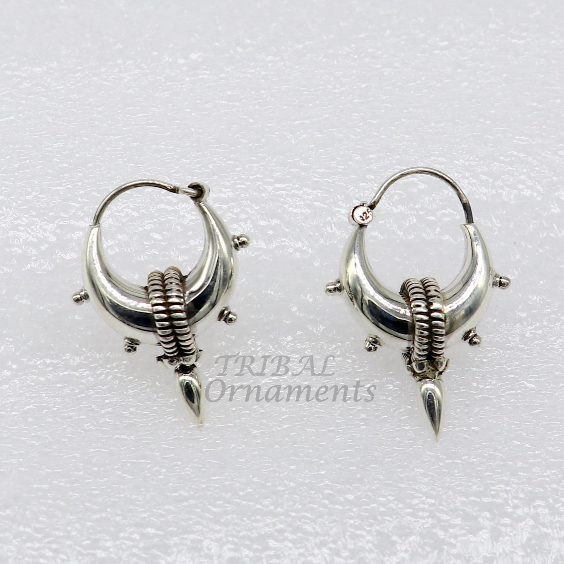 925 sterling silver handmade unique traditional cultural ethnic hoops earring bali for men's or girl's best dancing jewelry s1123 - TRIBAL ORNAMENTS