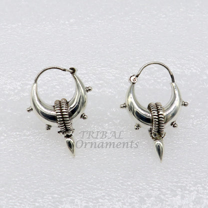 925 sterling silver handmade unique traditional cultural ethnic hoops earring bali for men's or girl's best dancing jewelry s1123 - TRIBAL ORNAMENTS