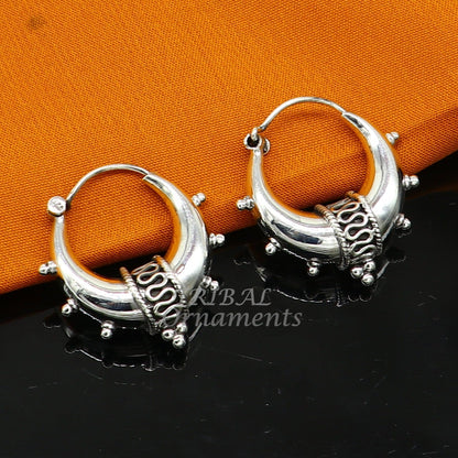 925 sterling silver handmade unique traditional cultural ethnic hoops earring bali for men's or girl's best dancing jewelry s1124 - TRIBAL ORNAMENTS