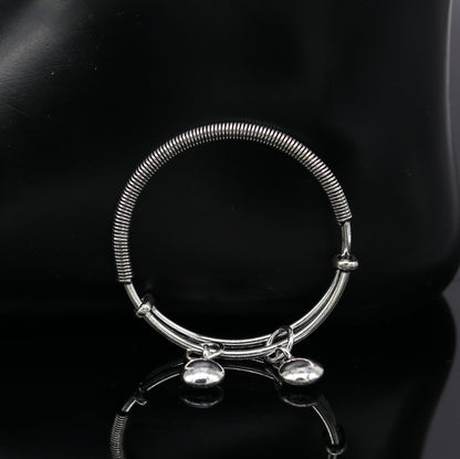 925 sterling silver handmade unique tribal style baby bangles bracelet, unisex new born baby gifting kids jewelry charm jewelry bbk80 - TRIBAL ORNAMENTS