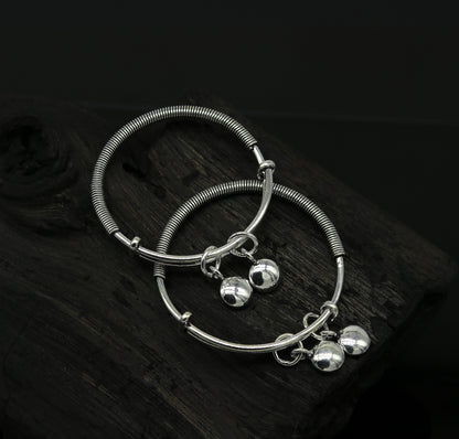 925 sterling silver handmade unique tribal style baby bangles bracelet, unisex new born baby gifting kids jewelry charm jewelry bbk80 - TRIBAL ORNAMENTS