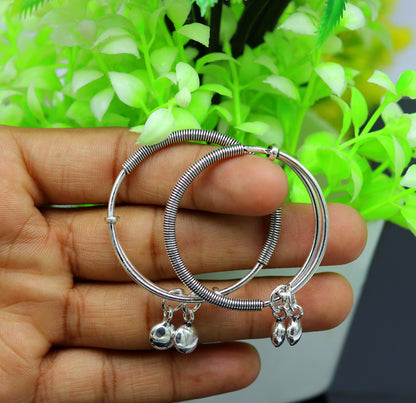 925 sterling silver handmade unique tribal style baby bangles bracelet, unisex new born baby gifting kids jewelry charm jewelry bbk80 - TRIBAL ORNAMENTS