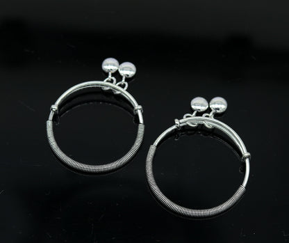 925 sterling silver handmade unique tribal style baby bangles bracelet, unisex new born baby gifting kids jewelry charm jewelry bbk80 - TRIBAL ORNAMENTS