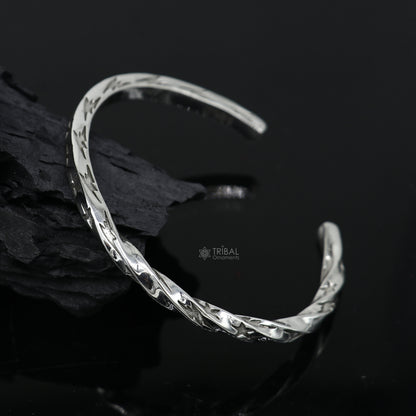 925 sterling silver handmade Unique twisting design fashion kada cuff bracelet, cuff kada unsex gifting jewelry solid silver kada cuff156 - TRIBAL ORNAMENTS