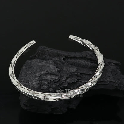 925 sterling silver handmade Unique twisting design fashion kada cuff bracelet, cuff kada unsex gifting jewelry solid silver kada cuff156 - TRIBAL ORNAMENTS