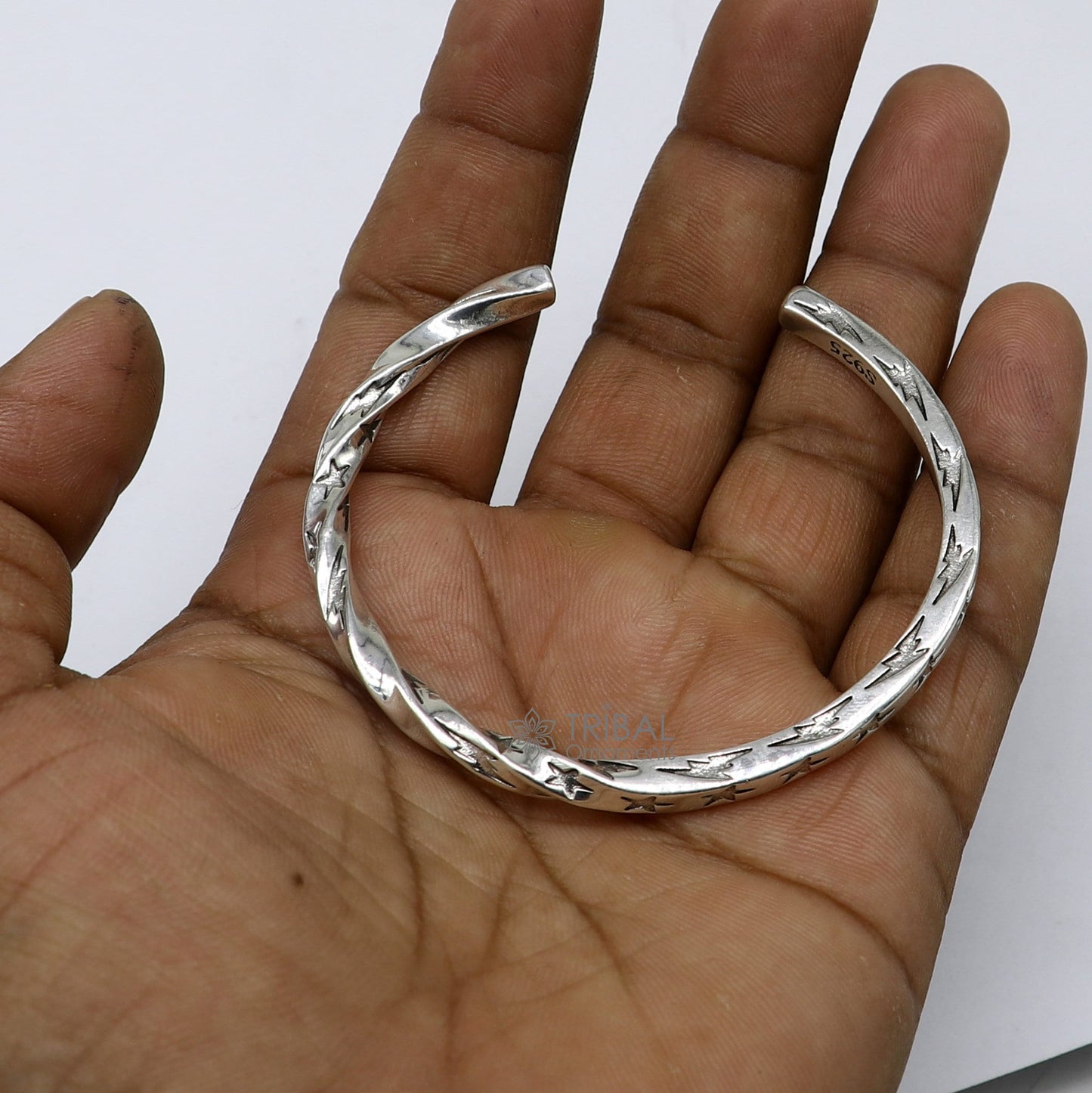 925 sterling silver handmade Unique twisting design fashion kada cuff bracelet, cuff kada unsex gifting jewelry solid silver kada cuff156 - TRIBAL ORNAMENTS