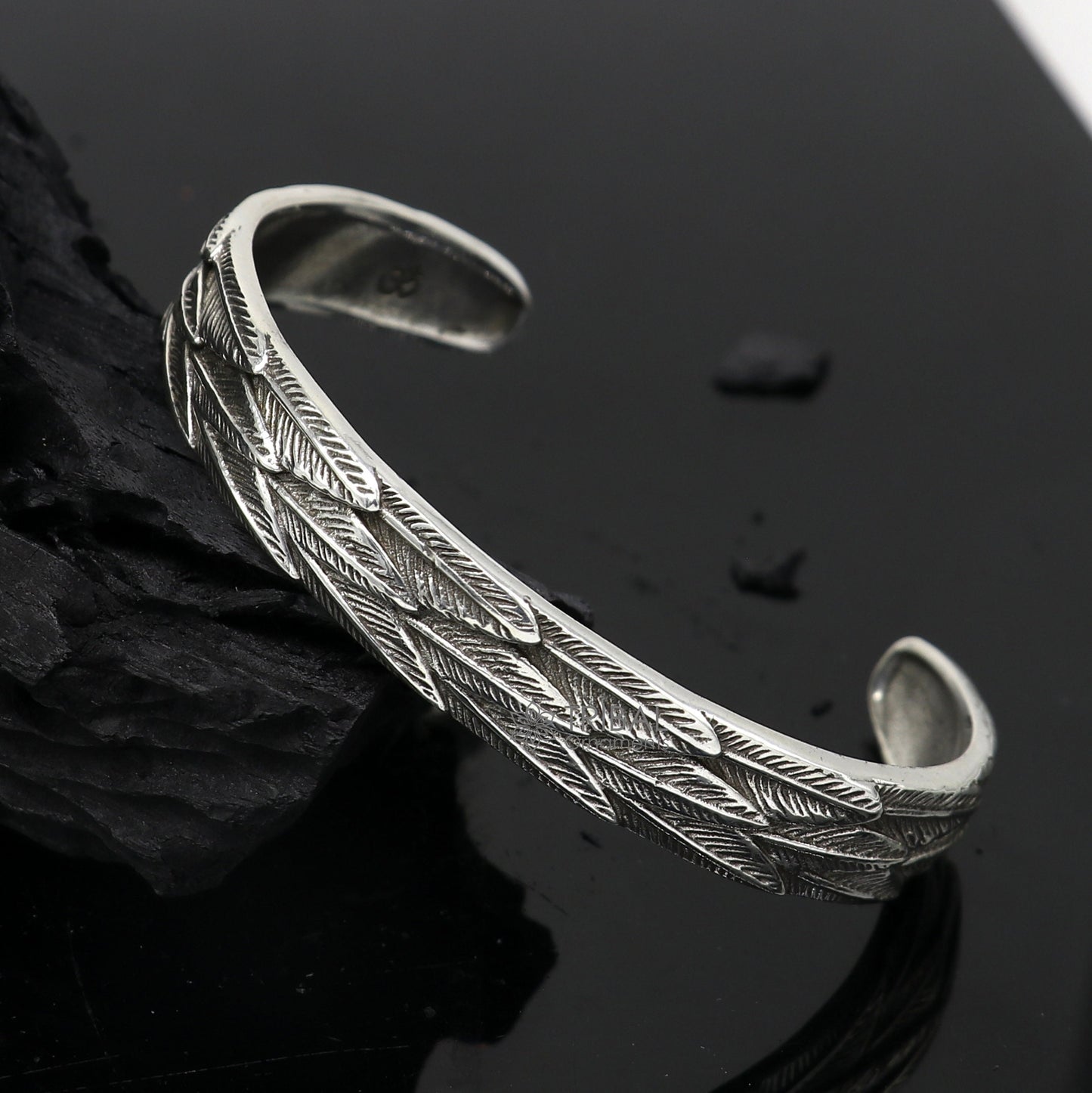925 sterling silver handmade unique wing feather design adjustable cuff bracelet, cuff kada unsex gifting jewelry solid silver kada cuff149 - TRIBAL ORNAMENTS