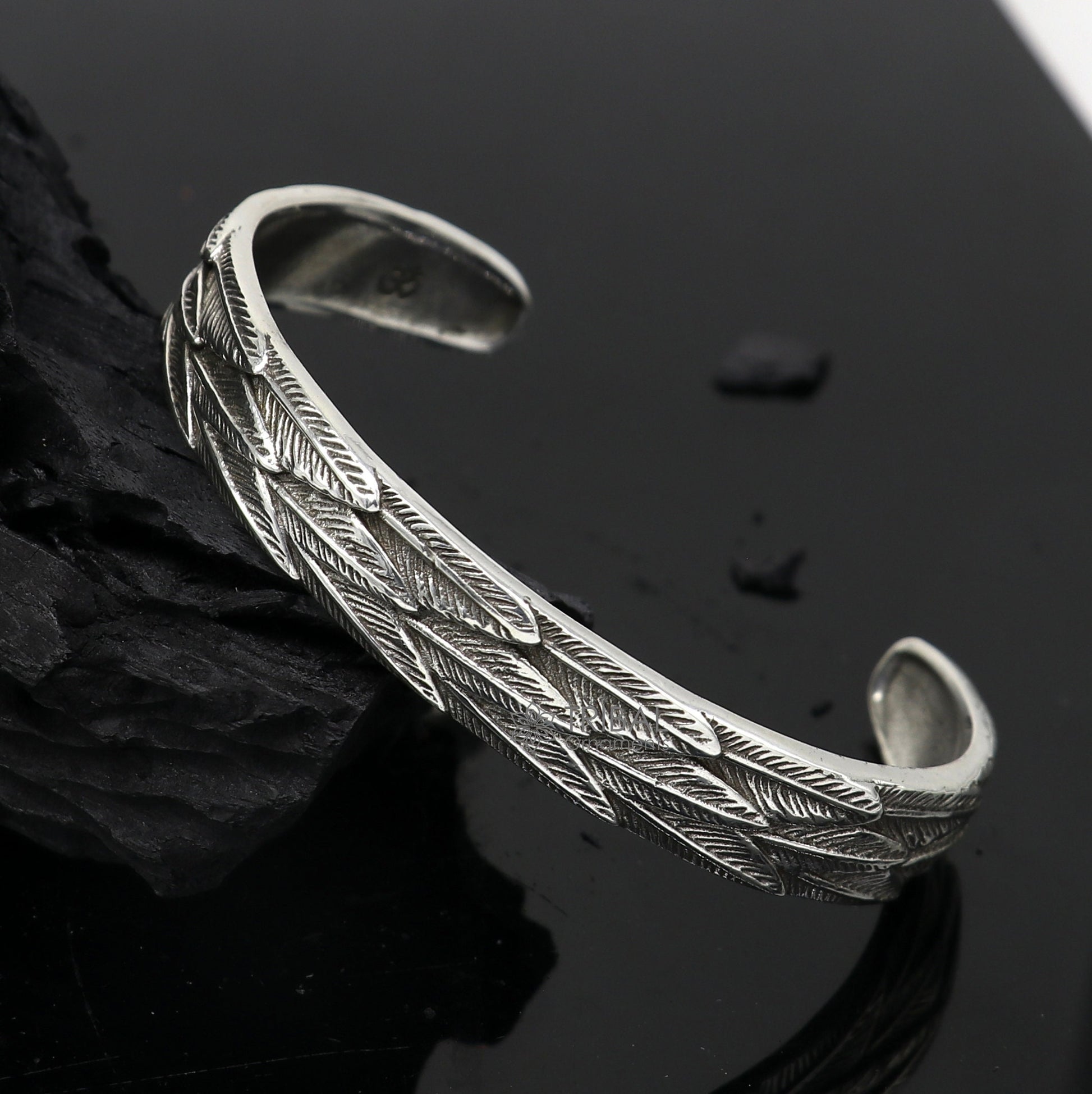 925 sterling silver handmade unique wing feather design adjustable cuff bracelet, cuff kada unsex gifting jewelry solid silver kada cuff149 - TRIBAL ORNAMENTS