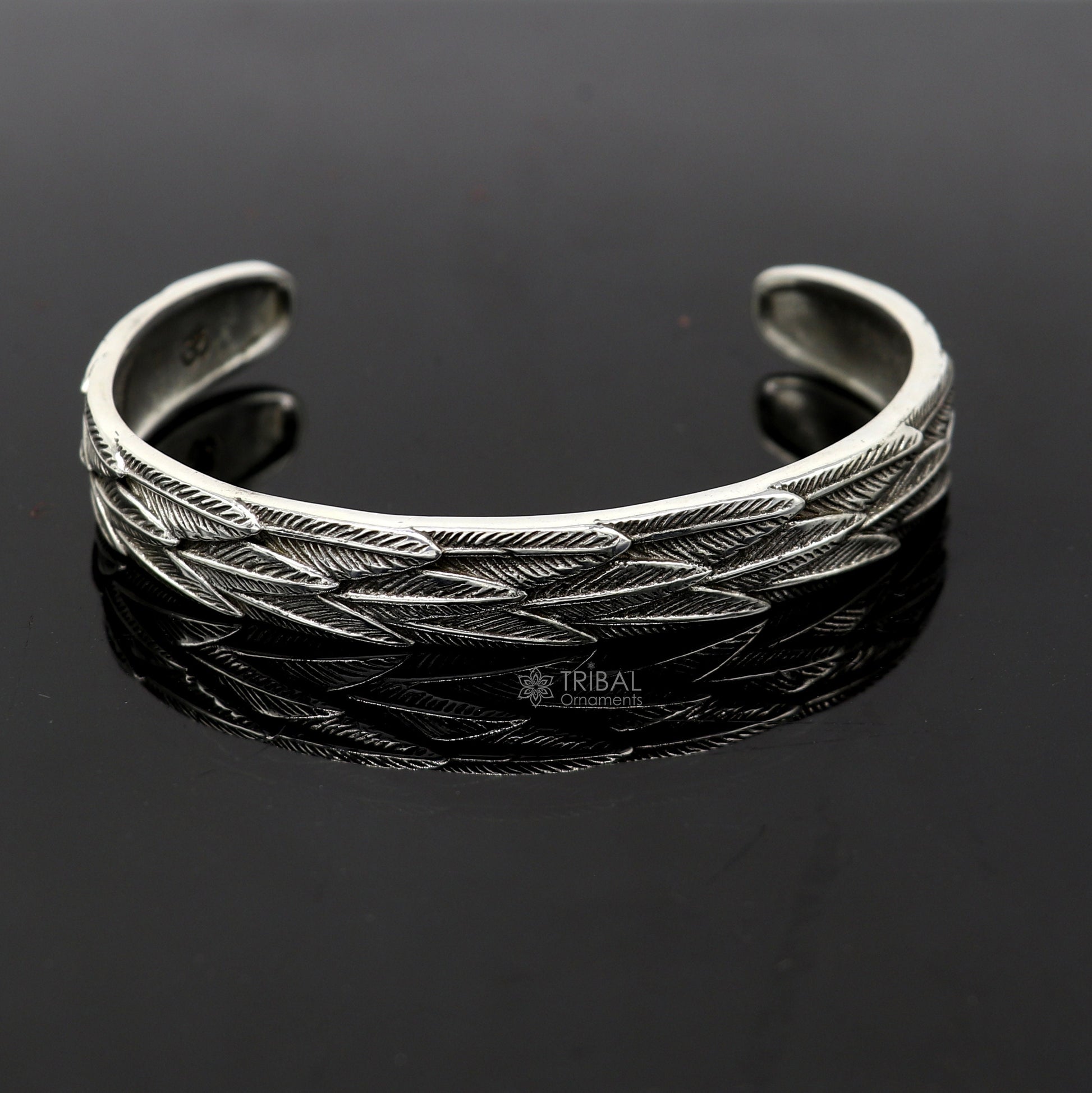 925 sterling silver handmade unique wing feather design adjustable cuff bracelet, cuff kada unsex gifting jewelry solid silver kada cuff149 - TRIBAL ORNAMENTS