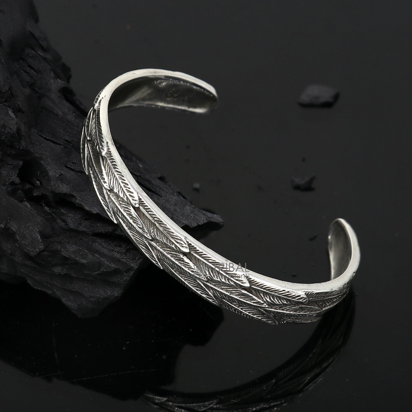 925 sterling silver handmade unique wing feather design adjustable cuff bracelet, cuff kada unsex gifting jewelry solid silver kada cuff149 - TRIBAL ORNAMENTS