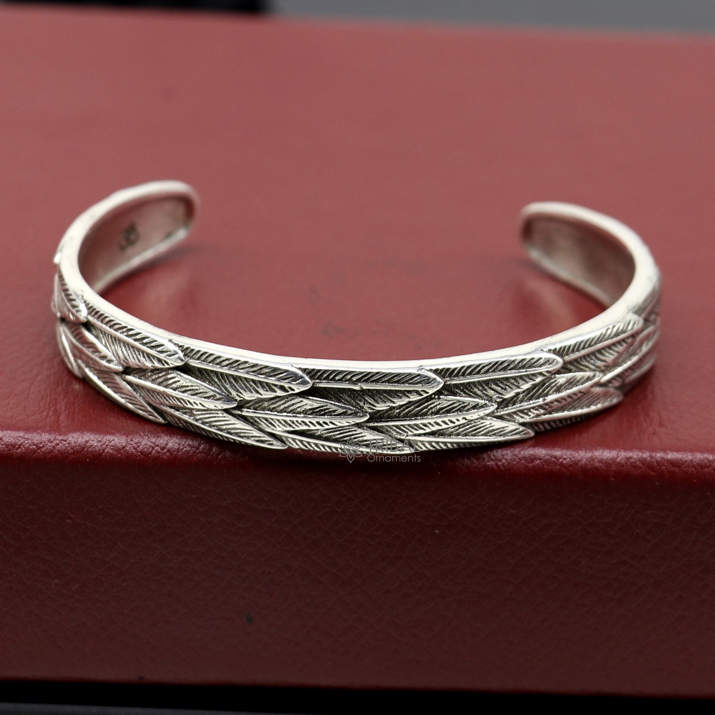 925 sterling silver handmade unique wing feather design adjustable cuff bracelet, cuff kada unsex gifting jewelry solid silver kada cuff149 - TRIBAL ORNAMENTS