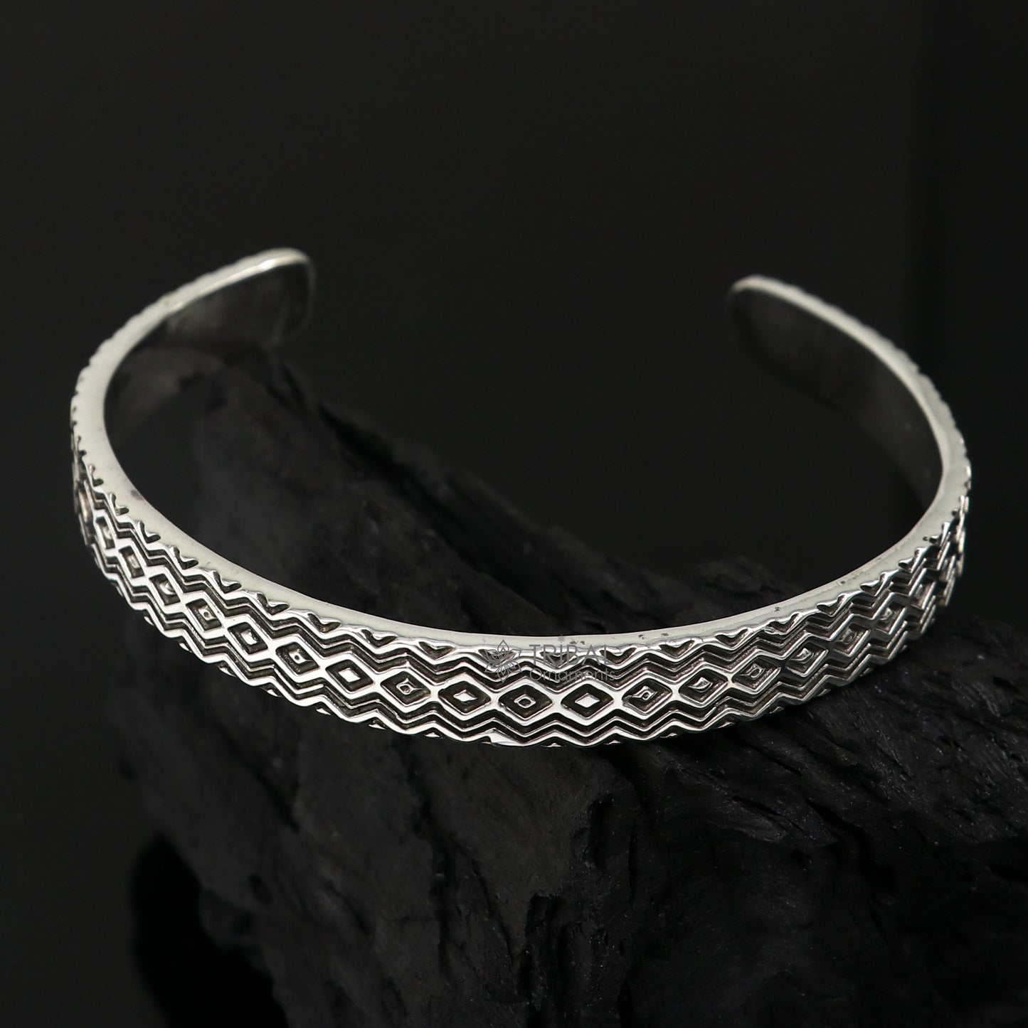 925 sterling silver handmade zig zag design adjustable cuff bracelet, unisex solid silver jewelry by TRIBAL ORNAMENTS