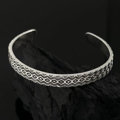 925 sterling silver handmade zig zag design adjustable cuff bracelet, unisex solid silver jewelry by TRIBAL ORNAMENTS
