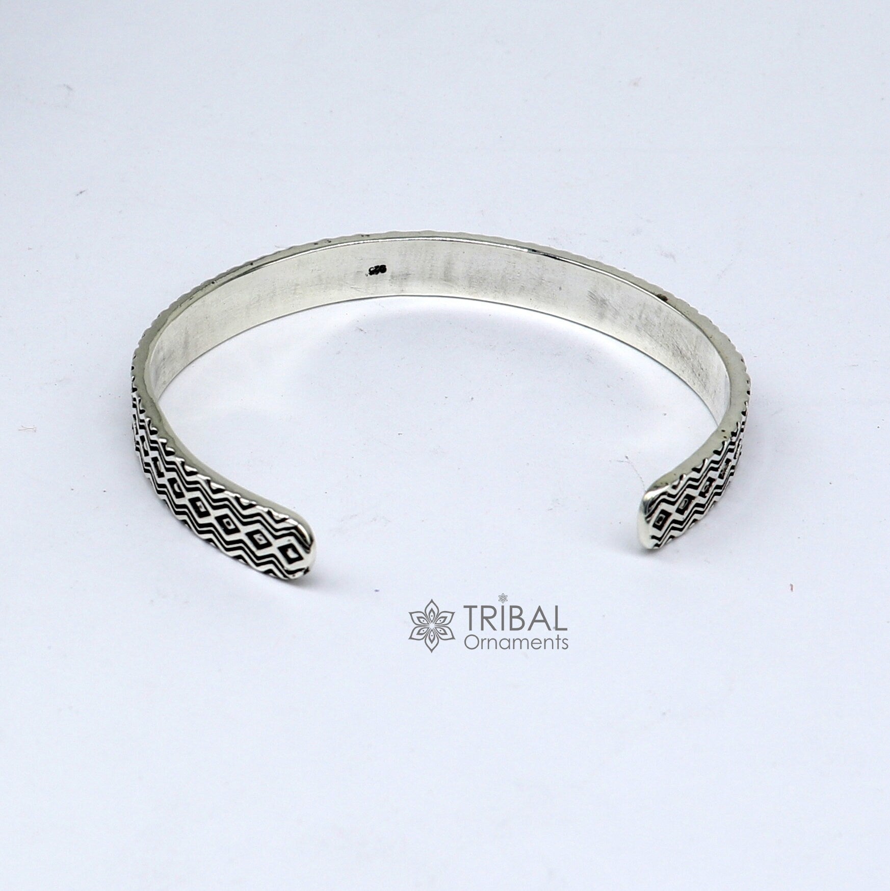 925 sterling silver handmade zig zag design adjustable cuff bracelet, unisex solid silver jewelry by TRIBAL ORNAMENTS.