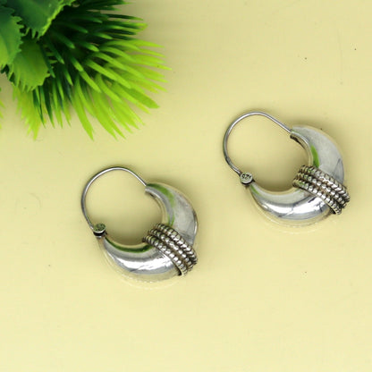 925 sterling silver handmade vintage antique design amazing design hoops earring bali, customized earring gift tribal ethnic jewelry ske13 - TRIBAL ORNAMENTS