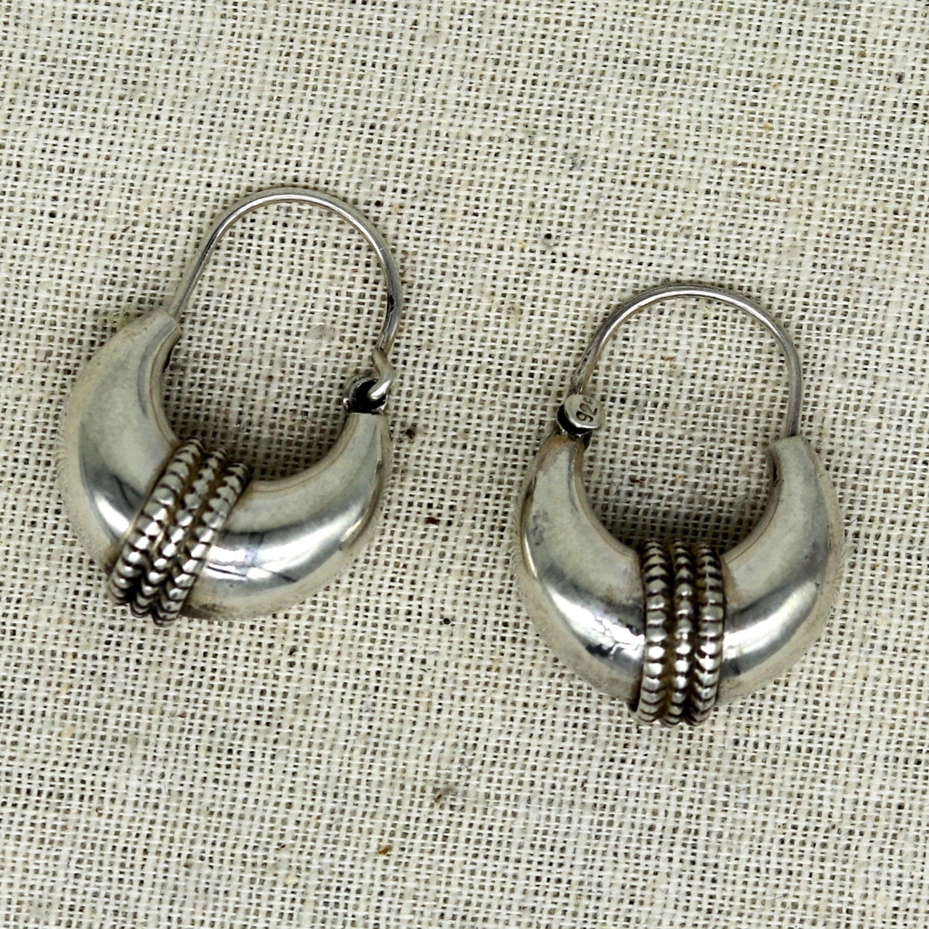 925 sterling silver handmade vintage antique design amazing design hoops earring bali, customized earring gift tribal ethnic jewelry ske13 - TRIBAL ORNAMENTS