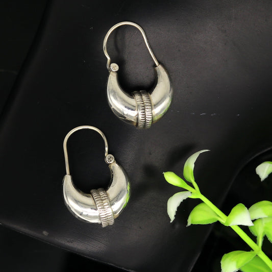 925 sterling silver handmade vintage antique design amazing design hoops earring bali, customized earring gift tribal ethnic jewelry ske14 - TRIBAL ORNAMENTS