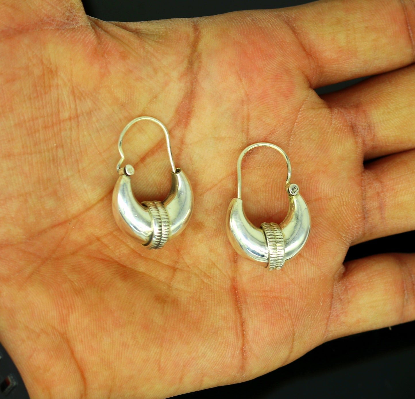 925 sterling silver handmade vintage antique design amazing design hoops earring bali, customized earring gift tribal ethnic jewelry ske14 - TRIBAL ORNAMENTS