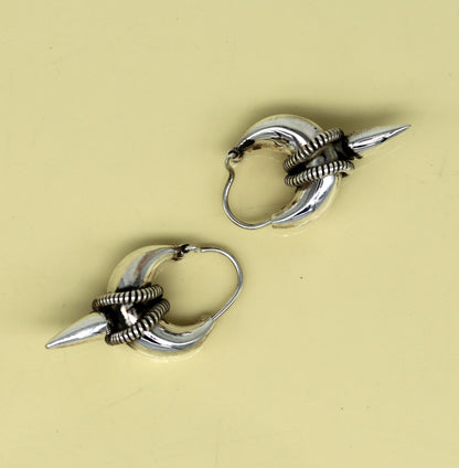 925 sterling silver handmade vintage antique design hoops earring bali, elegant customized earring gift tribal ethnic jewelry ske12 - TRIBAL ORNAMENTS