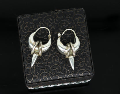925 sterling silver handmade vintage antique design hoops earring bali, elegant customized earring gift tribal ethnic jewelry ske12 - TRIBAL ORNAMENTS