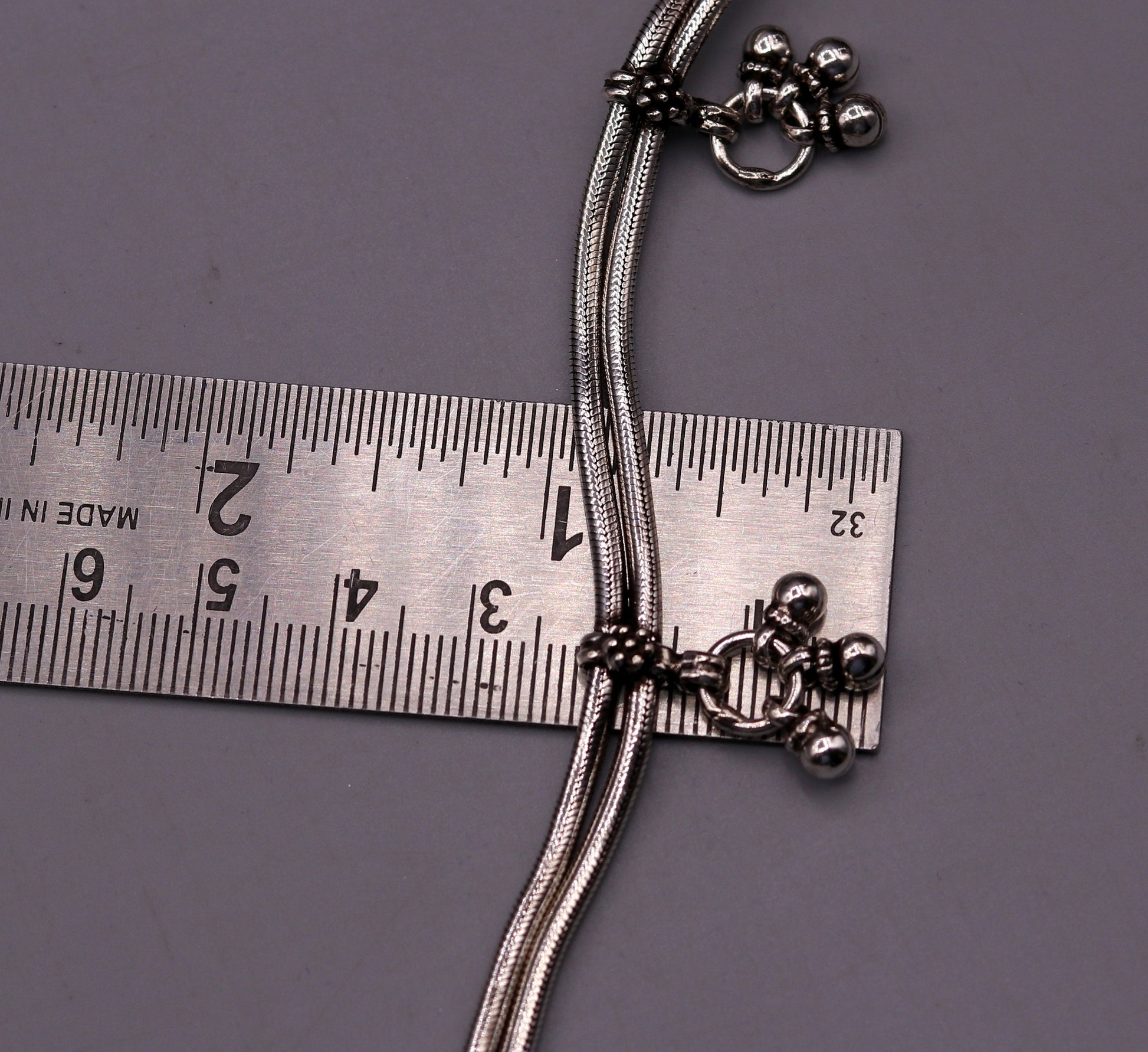 925 Sterling silver handmade vintage antique design stylish anklet foot bracelet with hanging bells tribal belly dance jewelry ank28 - TRIBAL ORNAMENTS