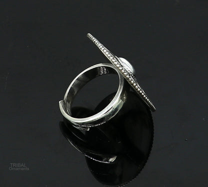 925 sterling silver handmade vintage antique style round rawa work charm ring band, best gifting brides wedding jewelry india sr310 - TRIBAL ORNAMENTS