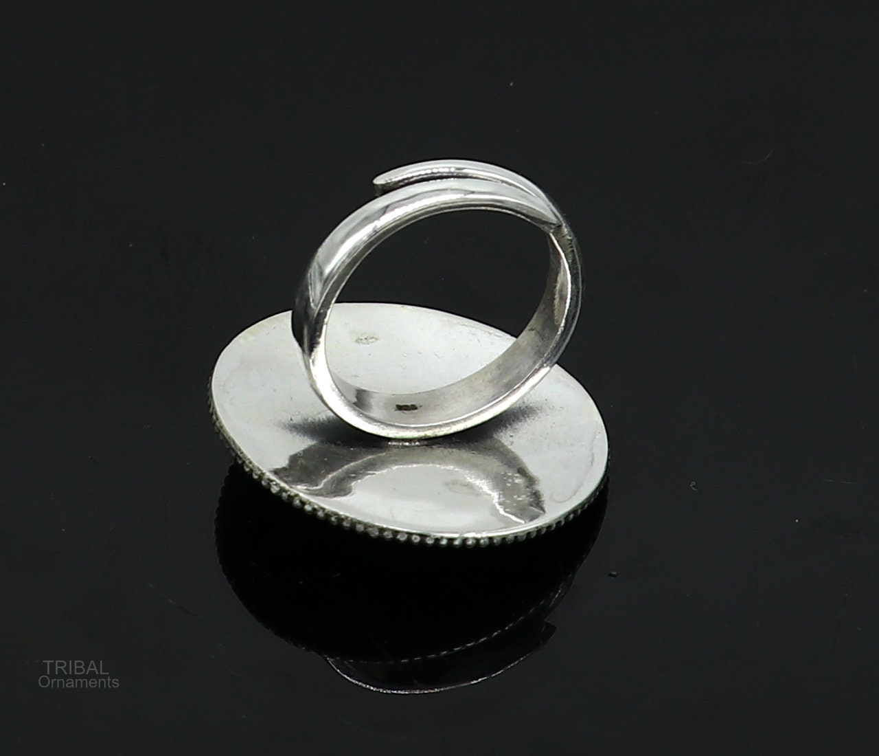 925 sterling silver handmade vintage antique style round rawa work charm ring band, best gifting brides wedding jewelry india sr310 - TRIBAL ORNAMENTS