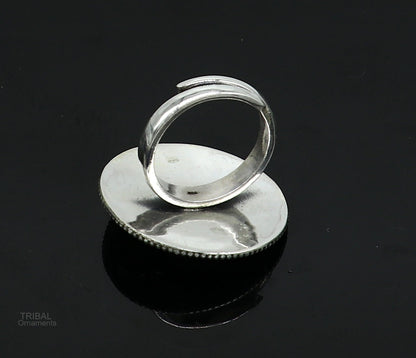 925 sterling silver handmade vintage antique style round rawa work charm ring band, best gifting brides wedding jewelry india sr310 - TRIBAL ORNAMENTS