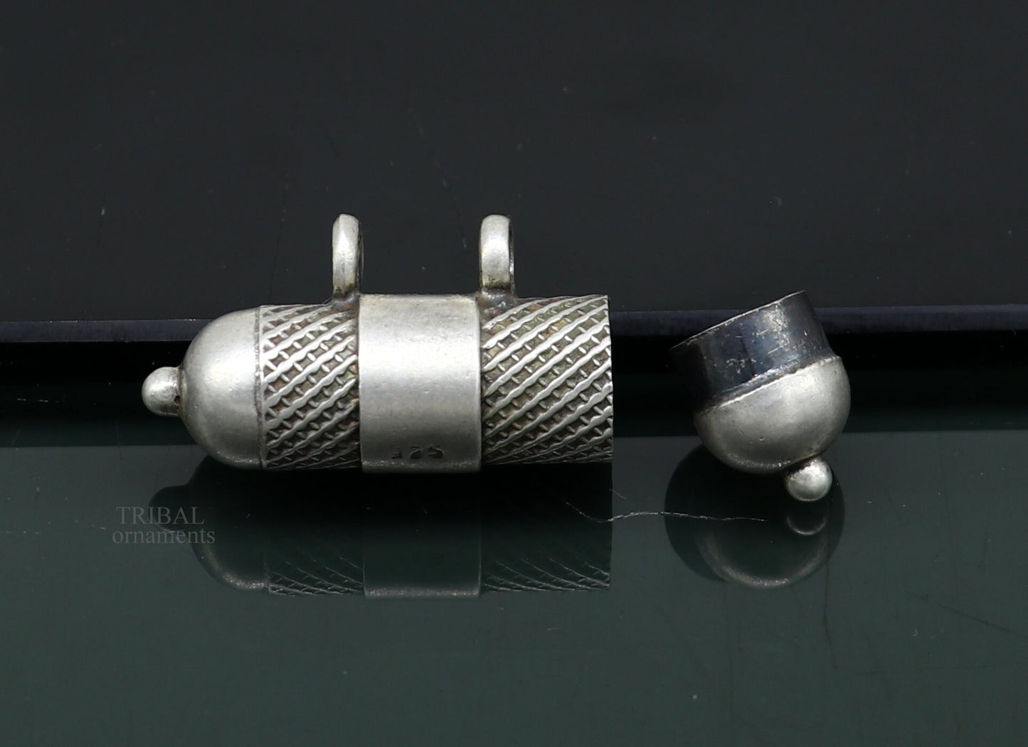 925 Sterling silver handmade vintage customized design amulet pendant, box pendant, container pendant, mantra box, silver tabiz ssp1525 - TRIBAL ORNAMENTS