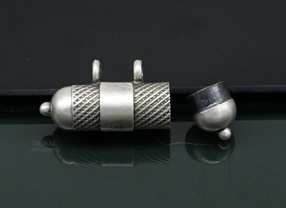 925 Sterling silver handmade vintage amulet pendant with customized design, box and container pendant, tribal Tribal Ornaments style.