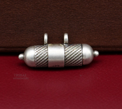 925 Sterling silver handmade vintage amulet pendant with customized design, box pendant, mantra box, and silver Tabiz by TRIBAL ORNAMENTS.