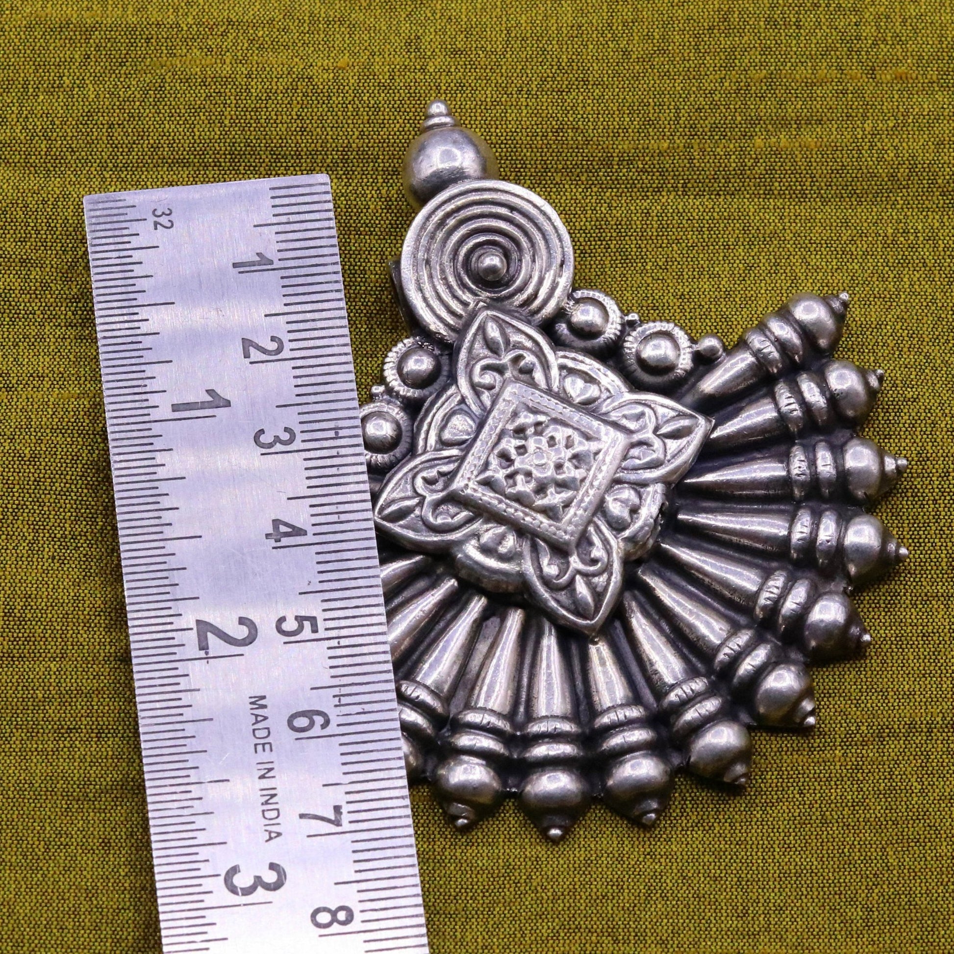 925 Sterling silver handmade vintage design modern trendy look ethnic pendant, charm necklace, temple jewelry, tribal jewelry india nsp352 - TRIBAL ORNAMENTS