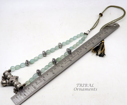 Sterling silver vintage designer necklace with tribal charm, handmade ethnic jewelry for weddings and brides by TRIBAL ORNAMENTS.