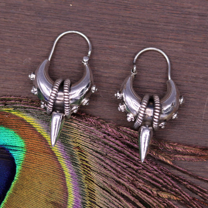 925 sterling silver handmade vintage ethnic style hoops earrings kundal,ethnic pretty bali tribal belly dance jewelry from india s590 - TRIBAL ORNAMENTS