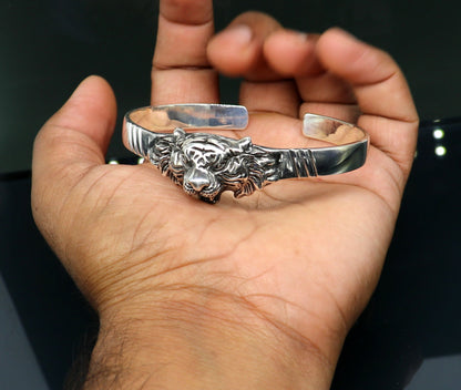 925 sterling silver handmade vintage lion design stunning bangle cuff bracelet awesome daily use tribal style jewelry unisex gift cuff61 - TRIBAL ORNAMENTS