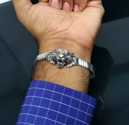 925 sterling silver handmade vintage lion design stunning bangle cuff bracelet awesome daily use tribal style jewelry unisex gift cuff61 - TRIBAL ORNAMENTS