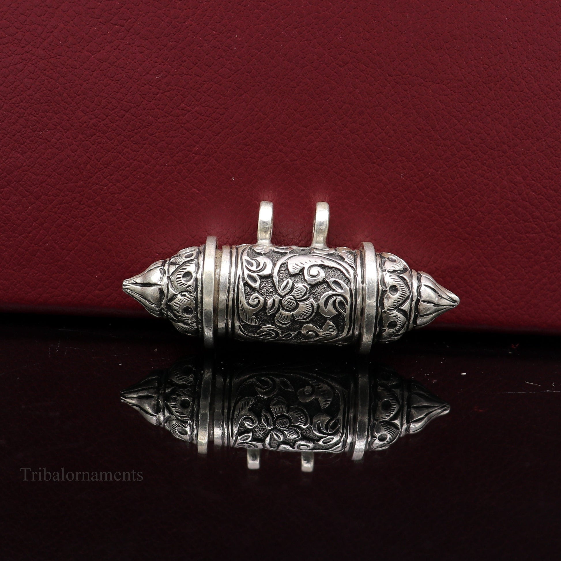 925 Sterling silver handmade vintage Nakshi work trendy design pendant amulet excellent tribal ethnic container box pendant jewelry ssp832 - TRIBAL ORNAMENTS