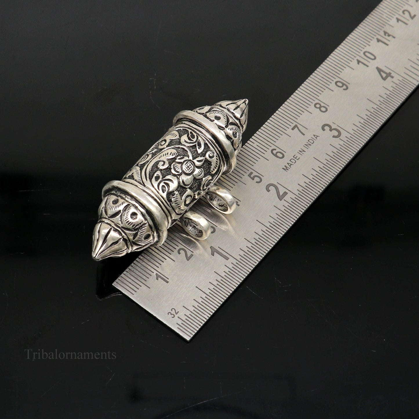 925 Sterling silver handmade vintage Nakshi work trendy design pendant amulet excellent tribal ethnic container box pendant jewelry ssp832 - TRIBAL ORNAMENTS