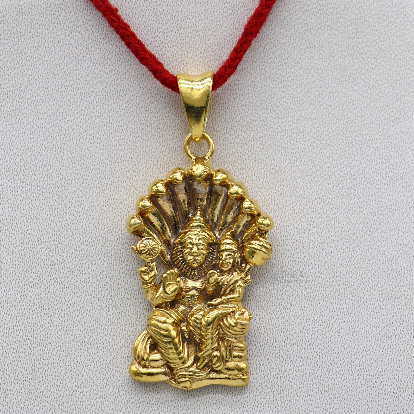 925 sterling silver handmade Vishnu with Laxmi (narsimha)pendant, amazing stylish unisex gold polished pendant personalized jewelry nsp596 - TRIBAL ORNAMENTS