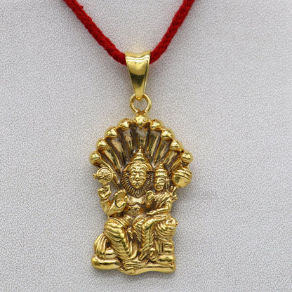 925 sterling silver Vishnu with Laxmi Narsimha pendant, gold polished, unisex personalized jewelry from TRIBAL ORNAMENTS