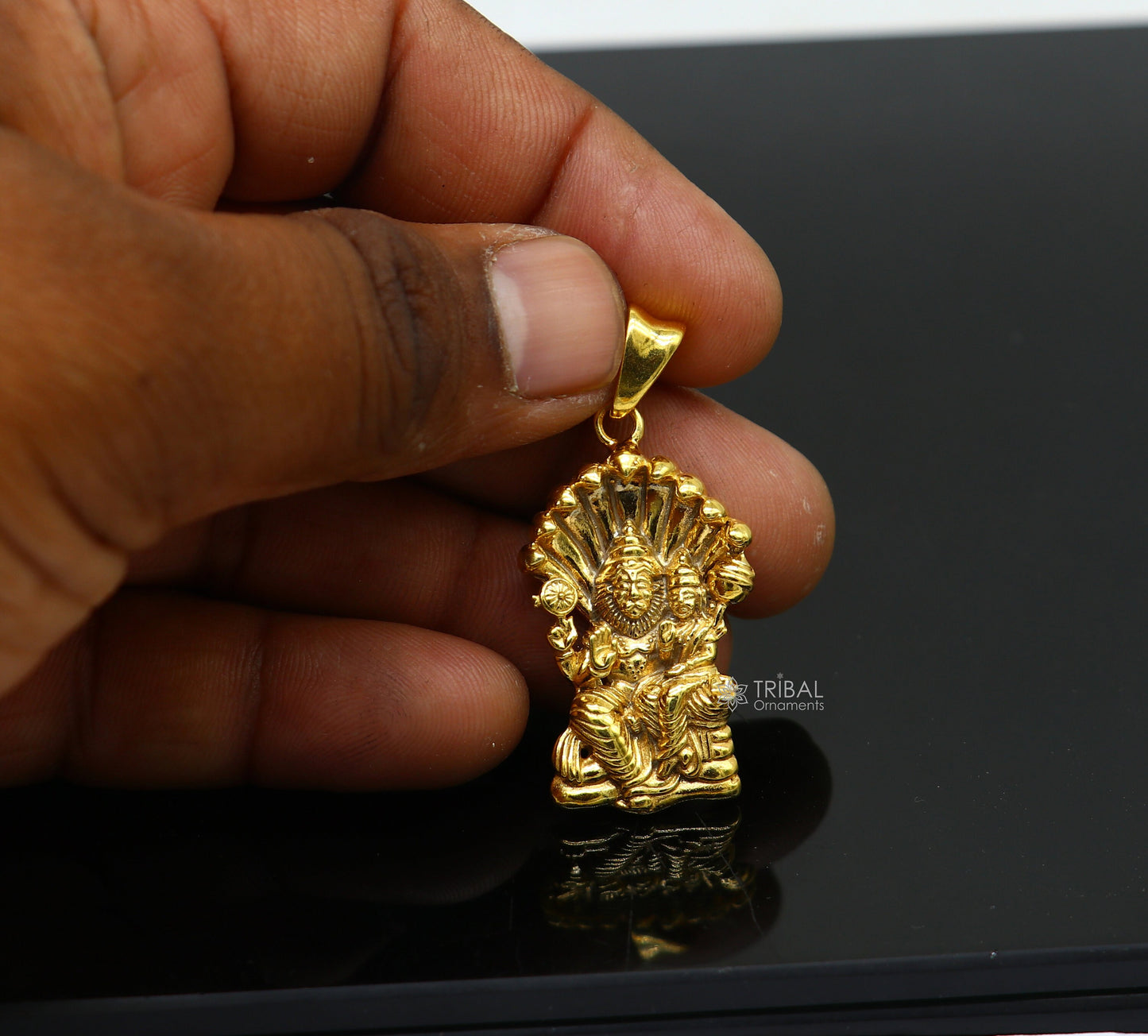 925 sterling silver handmade Vishnu with Laxmi (narsimha)pendant, amazing stylish unisex gold polished pendant personalized jewelry nsp596 - TRIBAL ORNAMENTS