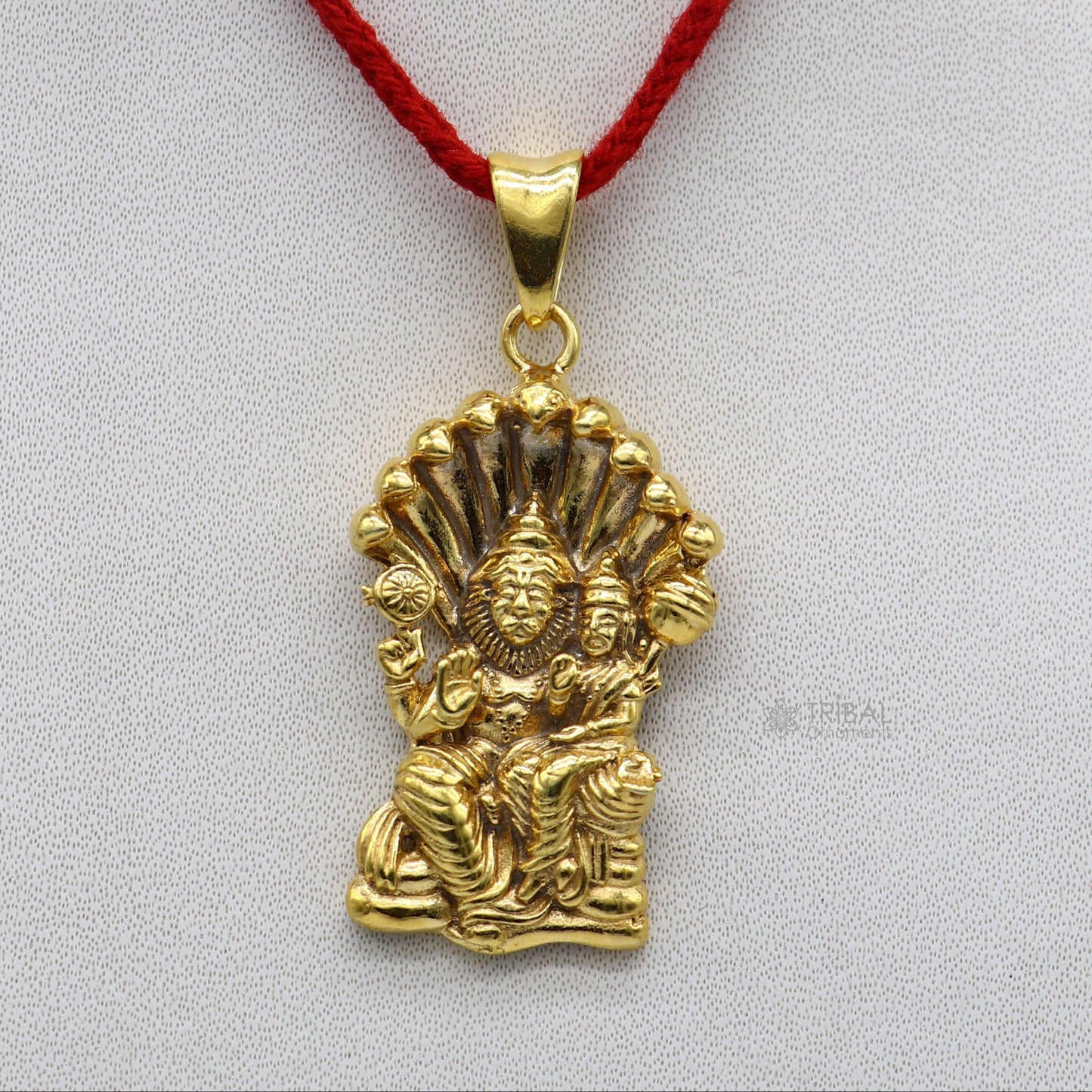 925 sterling silver handmade Vishnu with Laxmi (narsimha)pendant, amazing stylish unisex gold polished pendant personalized jewelry nsp596 - TRIBAL ORNAMENTS