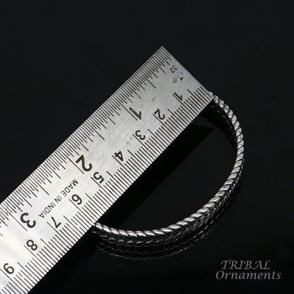 925 sterling silver handmade wheat style adjustable cuff kada bracelet, wrist jewelry for boy's and girl's, best gifting cuff111 - TRIBAL ORNAMENTS