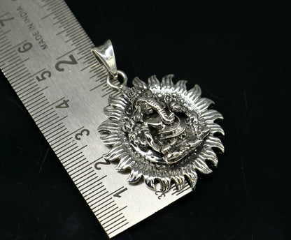925 sterling silver Lord Ganesha pendant by TRIBAL ORNAMENTS, vintage Hindu idol jewelry, unisex custom gifting locket.