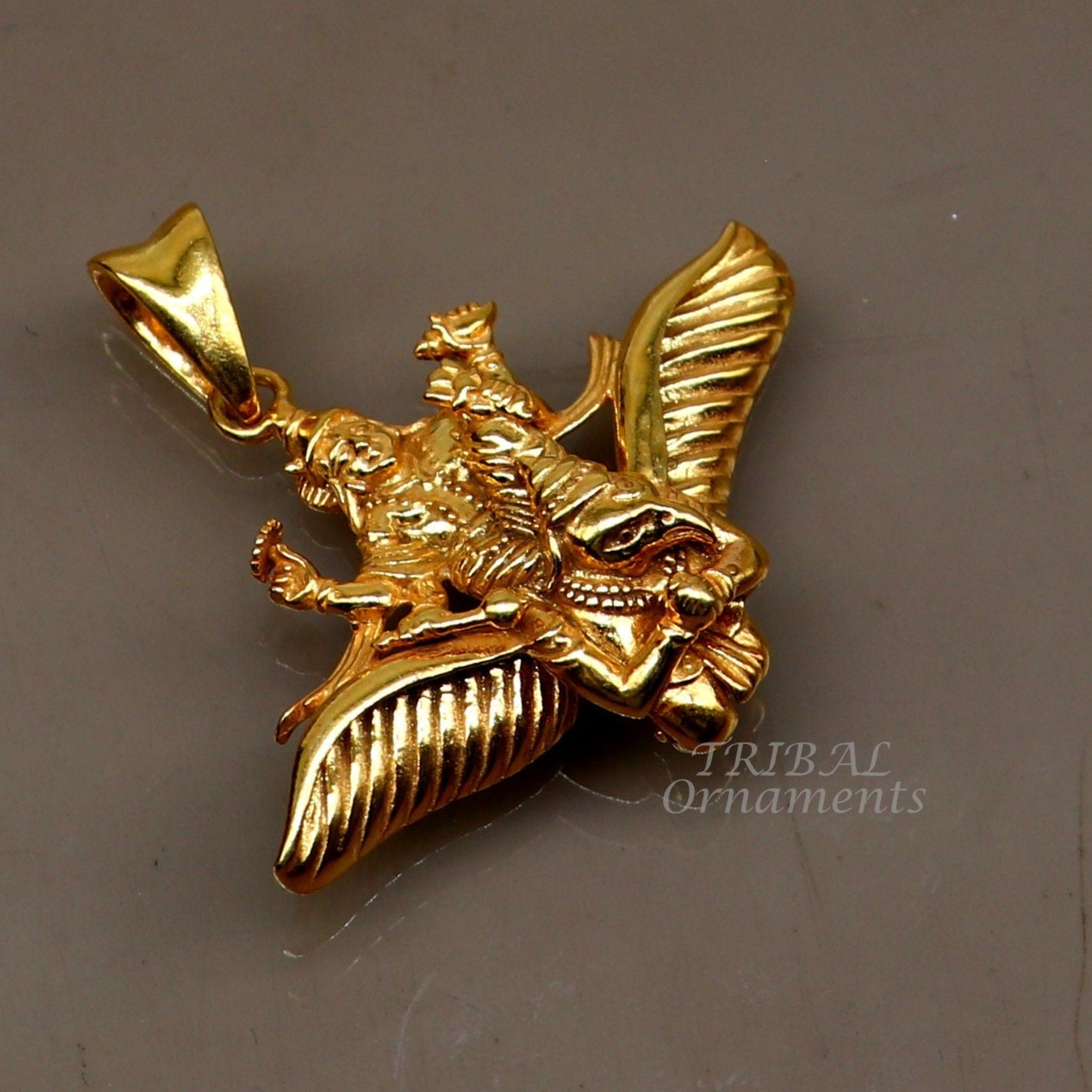925 sterling silver Hindu idol Lord Vishnu with Garuda gold polished pendant, excellent unisex locket pendant customized jewelry nsp544 - TRIBAL ORNAMENTS
