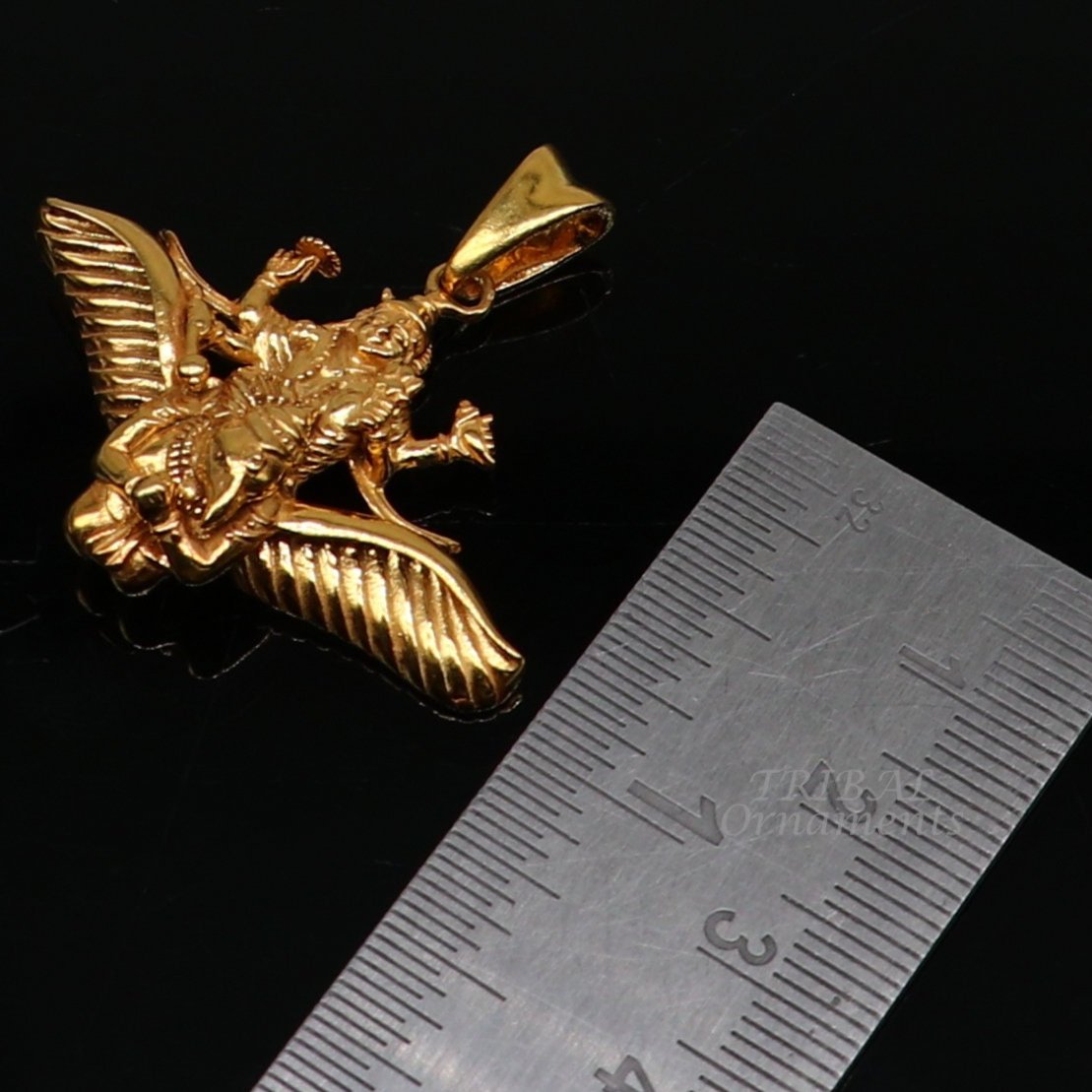 925 sterling silver Hindu idol Lord Vishnu with Garuda gold polished pendant, excellent unisex locket pendant customized jewelry nsp544 - TRIBAL ORNAMENTS