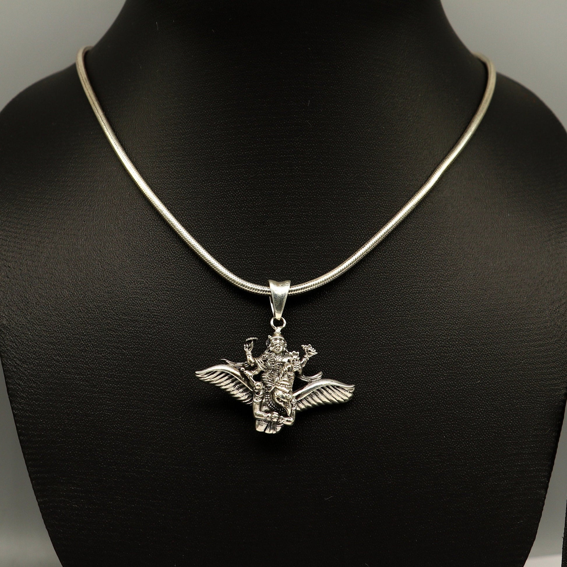 925 sterling silver Hindu idol Lord Vishnu with Garuda pendant, excellent stunning unisex locket pendant customized divine jewelry ssp516 - TRIBAL ORNAMENTS