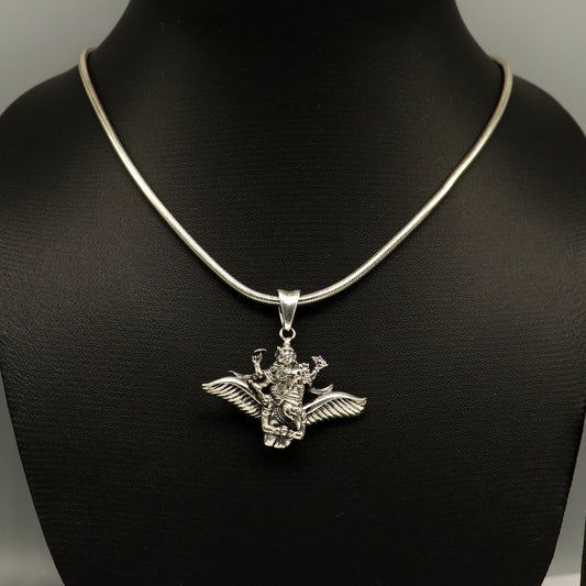 925 sterling silver Hindu idol Lord Vishnu with Garuda pendant, excellent stunning unisex locket pendant customized divine jewelry ssp516 - TRIBAL ORNAMENTS