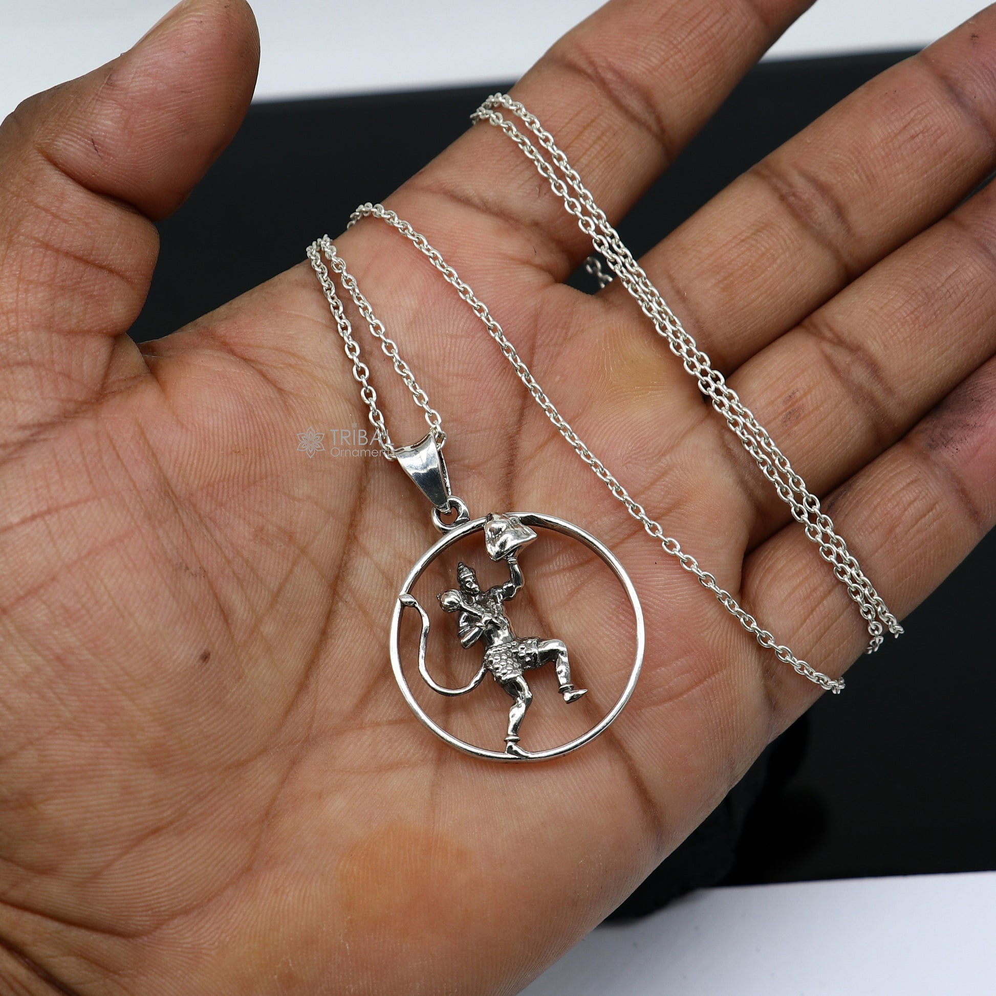 Sterling silver Lord Hanuman pendant by TRIBAL ORNAMENTS, vintage Hindu jewelry with intricate design, unisex Gifting jewelry.
