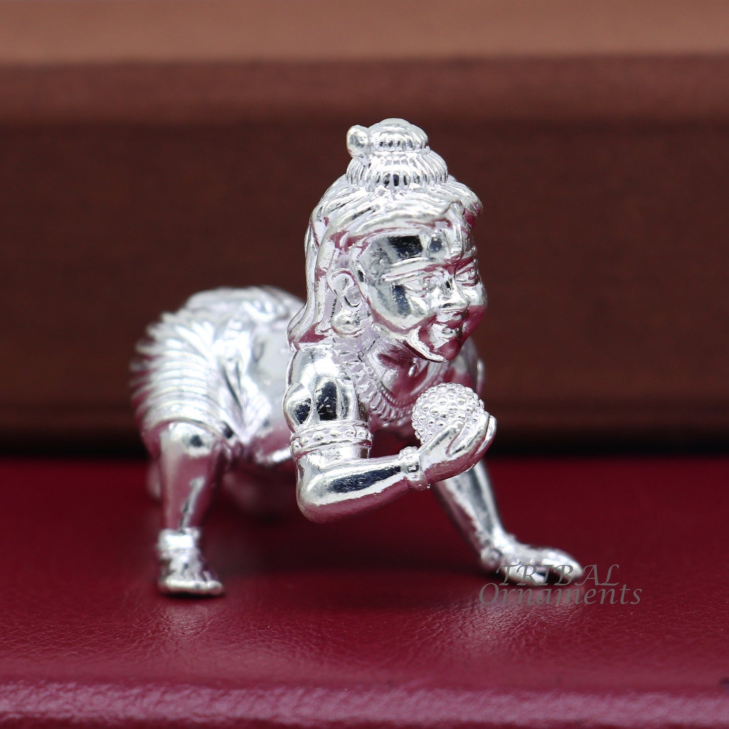 925 Sterling silver Idol Krishna Bal Gopala crawling Krishna statue figurine, child krishna laddu gopala sculpture, silver article art580 - TRIBAL ORNAMENTS